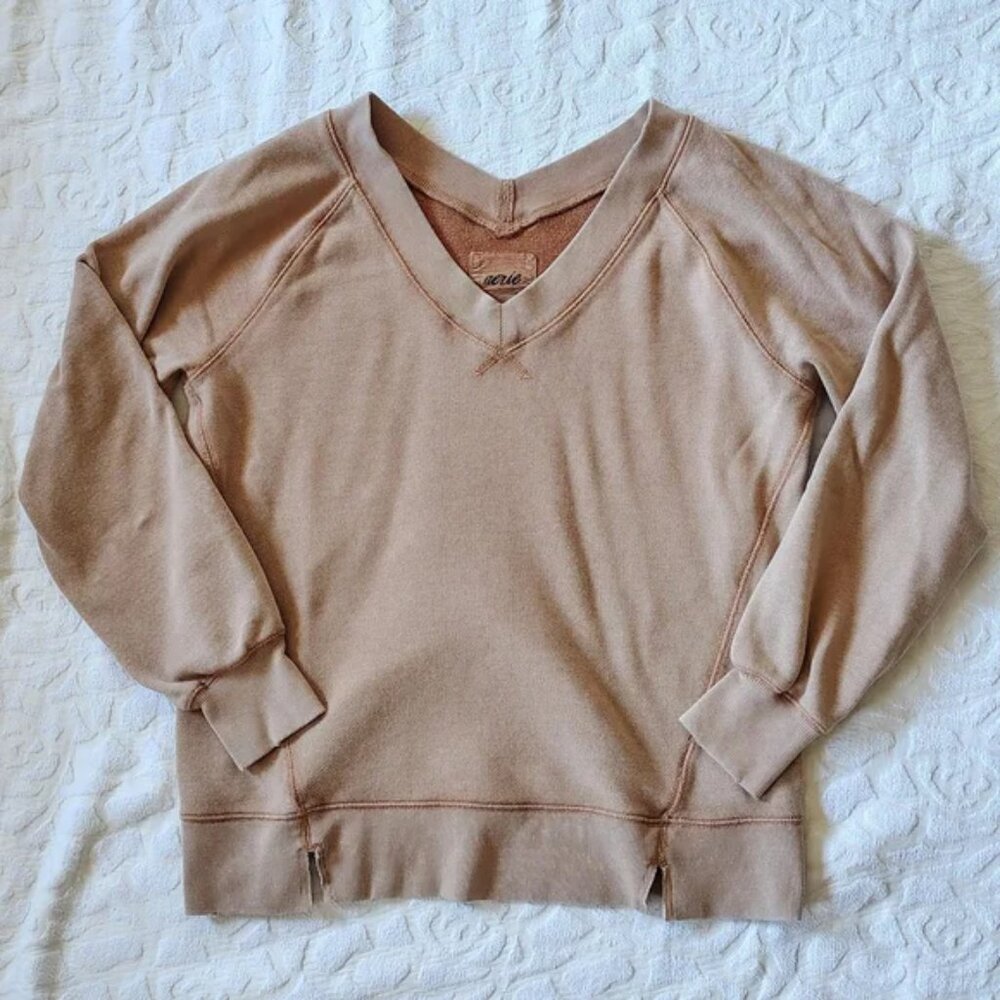 Aerie Textured Oversized V Neck Sweater XXsmall Xxs